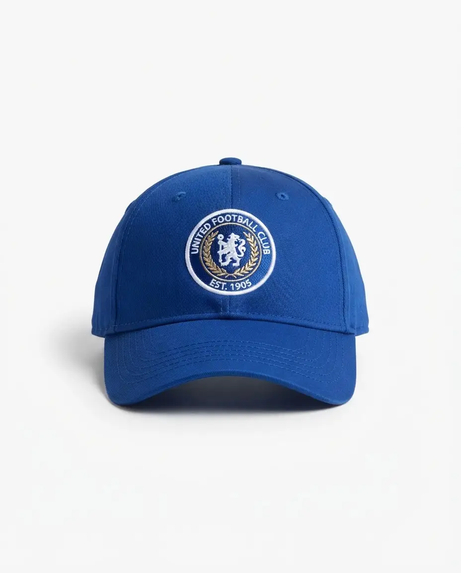Custom baseball caps with embroidered club crest